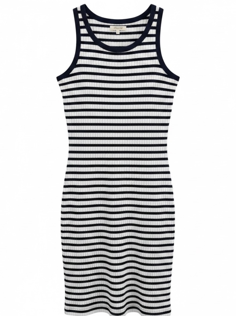 Madewell AO343 Ribbed Tank Midi Dress XS Blue White Stripe Scoop Neck